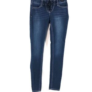 Rampage Chloe Curvy Jeans Junior sz 1 Blue Denim Distressed Stretch Blend 27X30